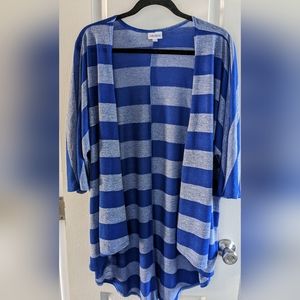 LuLaRoe Lindsay Cardigan Blue Striped Size Medium